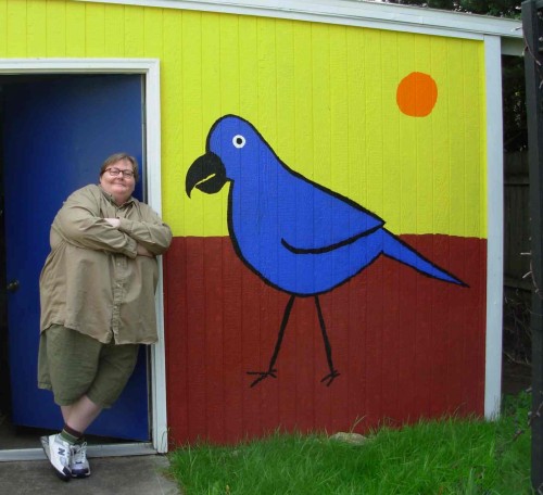 Leslie with Big Blue Bird
